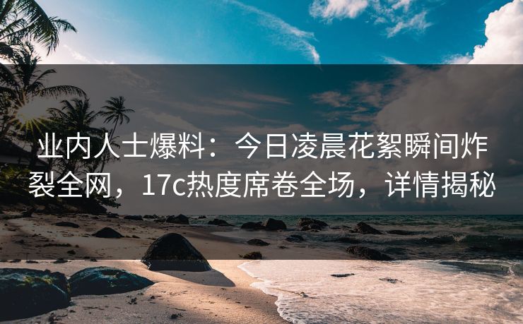 业内人士爆料：今日凌晨花絮瞬间炸裂全网，17c热度席卷全场，详情揭秘