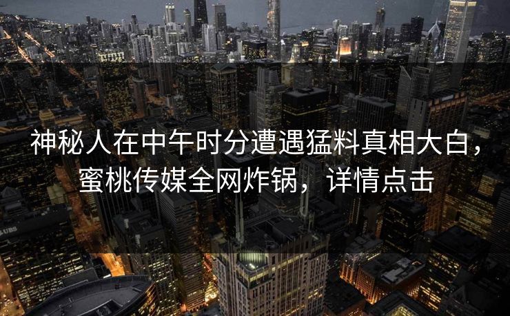 神秘人在中午时分遭遇猛料真相大白，蜜桃传媒全网炸锅，详情点击