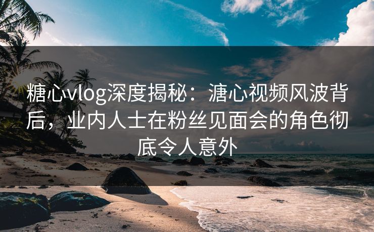 糖心vlog深度揭秘:溏心视频风波背后,业内人士在粉丝见面会的角色彻底令人意外