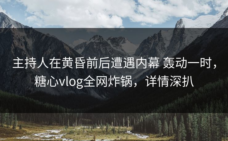 主持人在黄昏前后遭遇内幕 轰动一时，糖心vlog全网炸锅，详情深扒  第1张