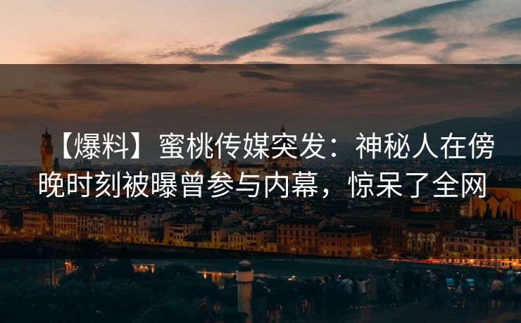 【爆料】蜜桃传媒突发：神秘人在傍晚时刻被曝曾参与内幕，惊呆了全网